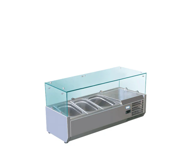 Refrigerated Topping Rail with Glass Guard COLD ZONE TR-40XG